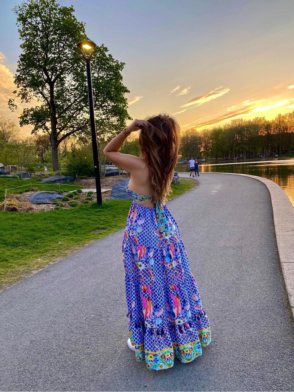 Blue Floral Halter Maxi Dress